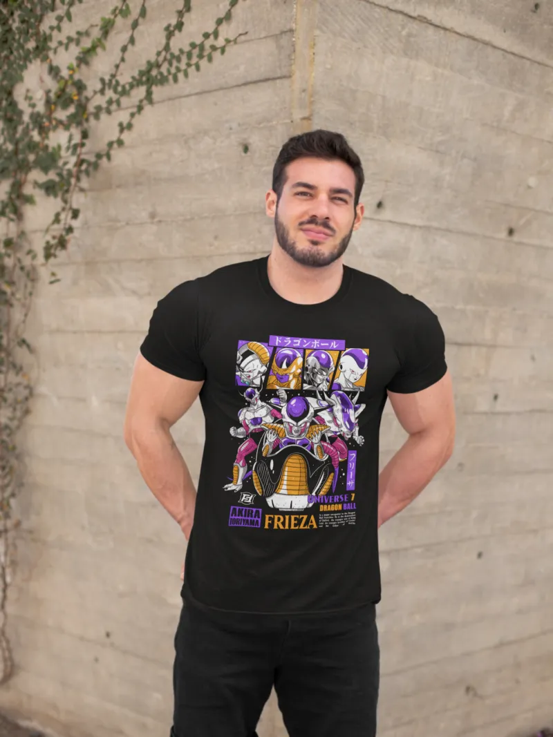 Hombre con playera negra de Freezer
