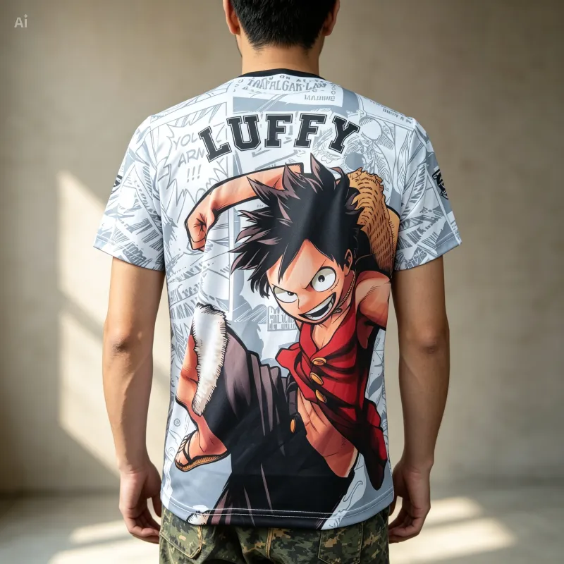 Espalda de playera full print de Luffy